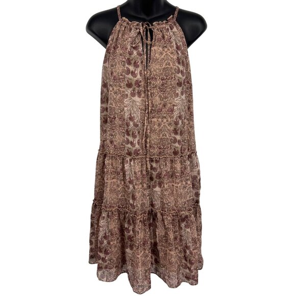 Drew Anthropologie Women Tier Dress Size Medium Pink Boho Keyhole Sleeveless New - Picture 1 of 11